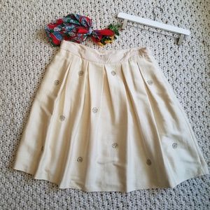 Boden Cream Gemstone Embellished Pleated Skirt